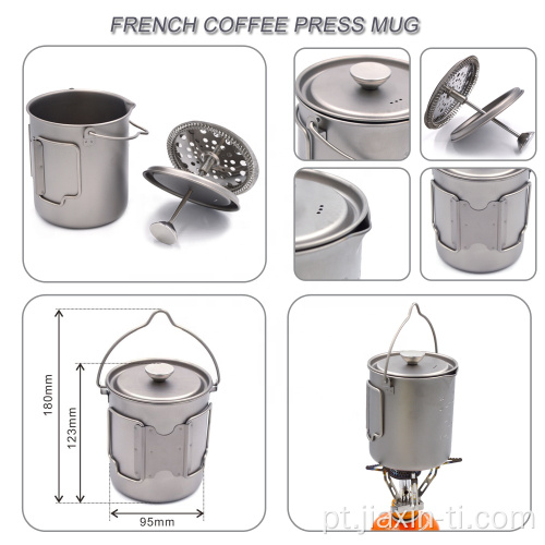 French Press Coffee Plunger Titanium Mug Moka Pot
